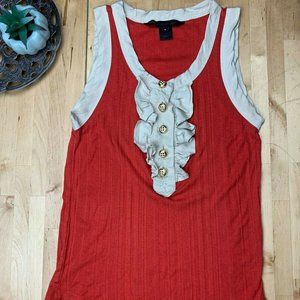 Y2K ORANGE CREAM MARC BY MARC JACOBS RUFFLE TRIM GOLD BUTTONS CUTE